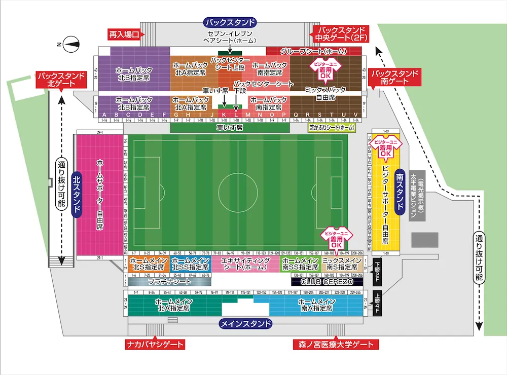 スタジアムの地図